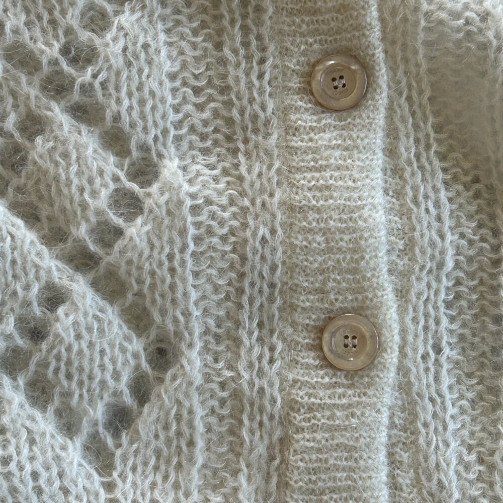 NWT Gucci X Adidas Ivory Mohair Knit Button Front Cardigan XS - Picture 12 of 16